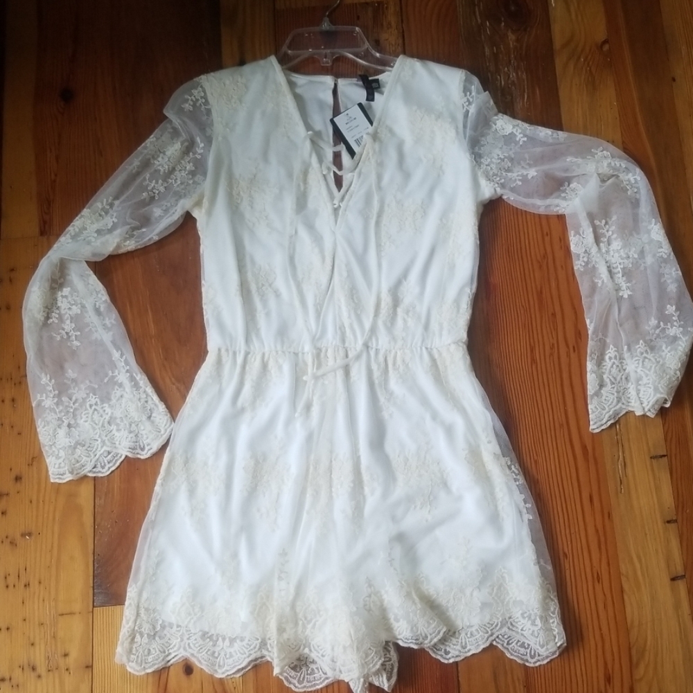 Ivory lace romper wedding rehearsal shower